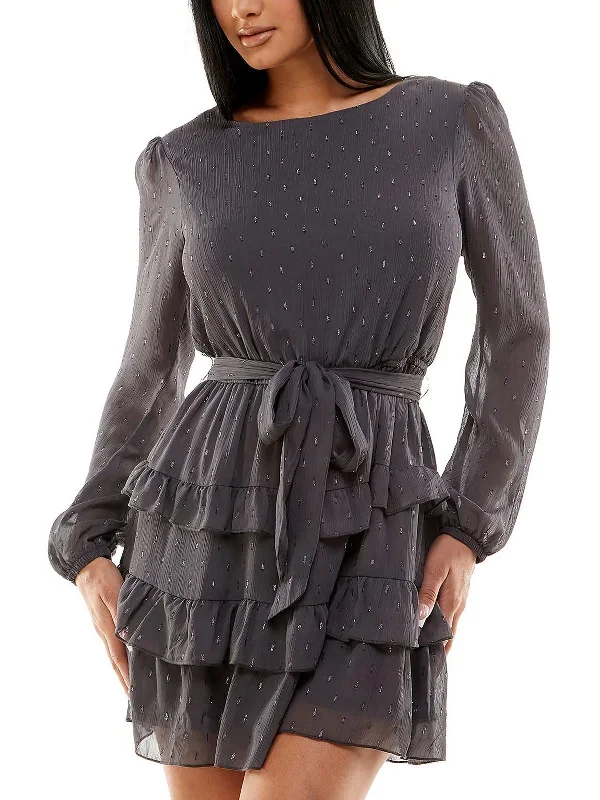 Astrid Satin Mini Dress in Polka Dot Black