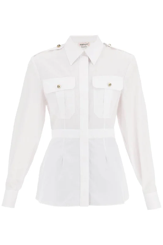 Alexander mcqueen poplin shirt 757216 QAAAD OPTICAL WHITE Trendy Sleeveless Short Shirt