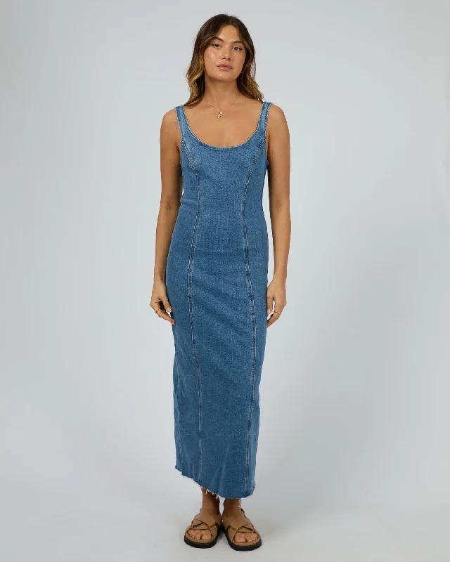 All About Eve Alexandra Midi Dress - Heritage Blue - Heritage Blue Fashionable Casual Midi Dress