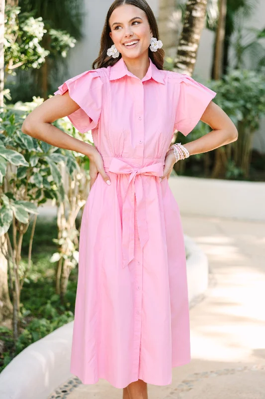 All In A Dream Pink Midi Dress Fashionable Casual Midi Dress