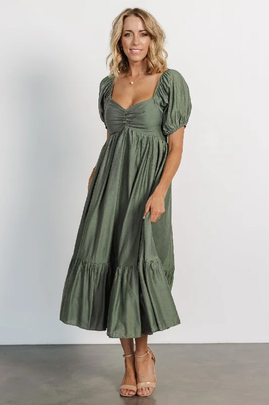 Annalisa Midi Dress | Olive Trendy Shift Midi Dress