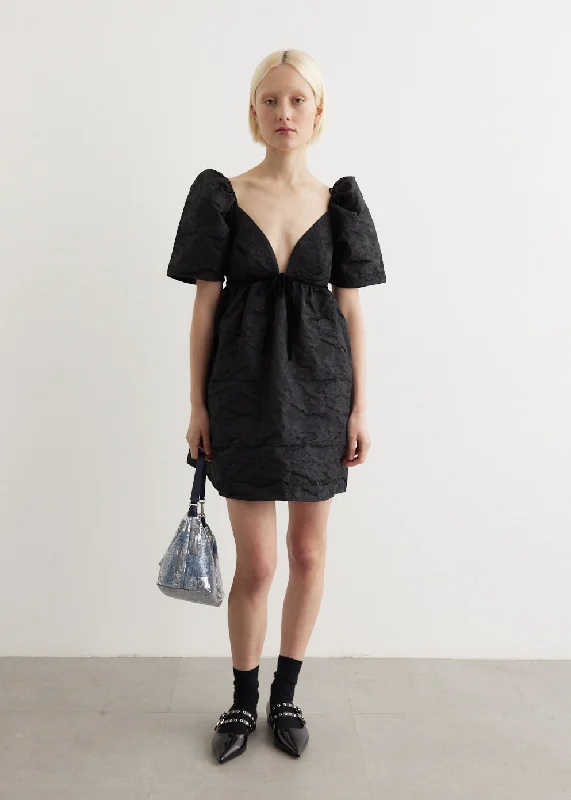 Botanical Jacquard Mini Dress Fashionable Summer Mini Dress