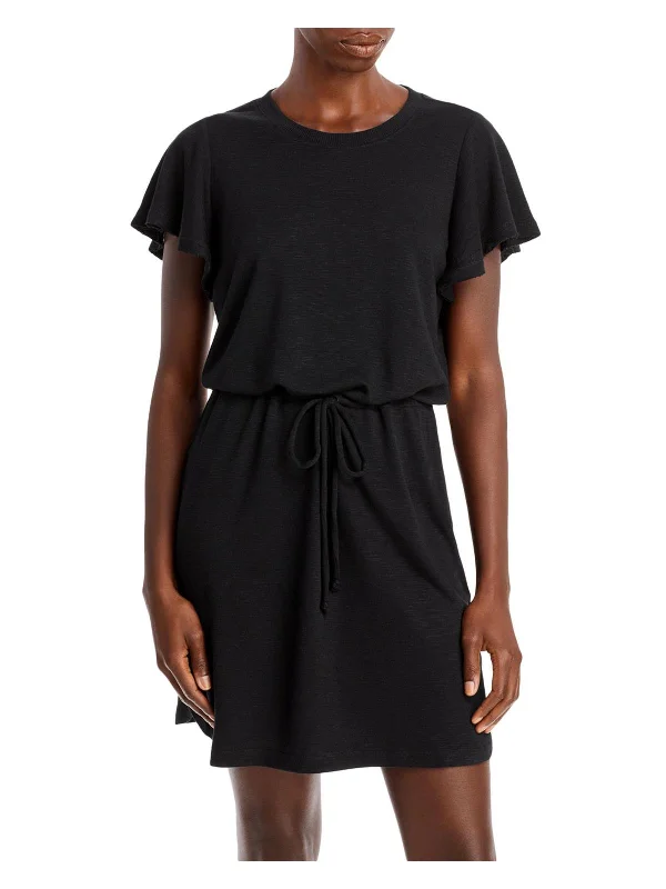 Brielle Womens Tie Front Short Mini Dress Casual Button-Up Mini Dress
