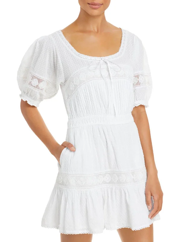 Britta Womens Cotton Short Mini Dress Fashionable Pleated Mini Dress