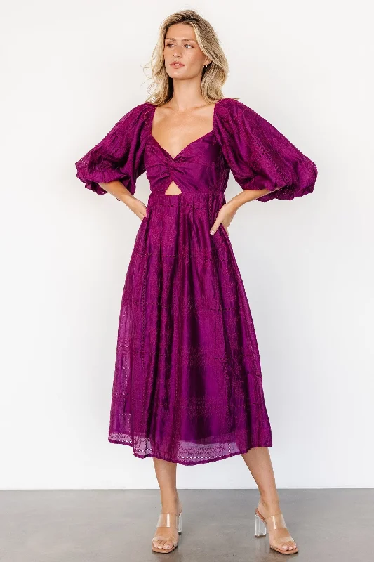 Brynn Midi Dress | Berry Fashionable Wide Leg Midi Dress