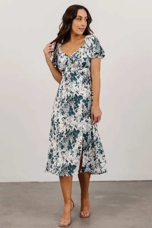 Cadence Midi Dress | Jade Floral Elegant Floral Midi Dress