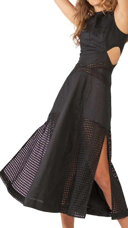 Capture Midi Dress In Onyx Fashionable Fitted Midi Dress