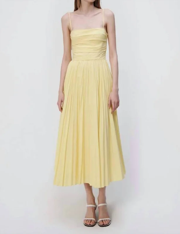 Caroline Midi Dress In Limoncello Stylish Midi Dress with Cuffs