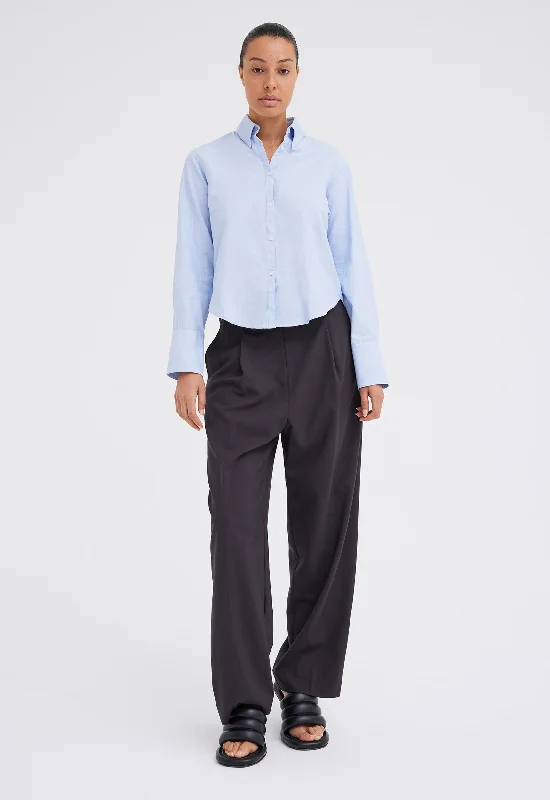 Carpe Oxford Shirt - Pale Blue Soft Cotton Short Shirt