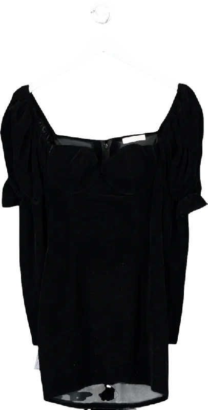 Cinderella's Closet Black Royal Victorian Mini Dress UK S Trendy Off-Shoulder Dress Mini