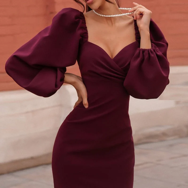 DressBetty - Classic Christmas Evening Formal Date Office Party Midi Dress Comfortable Lace-Up Midi Dress