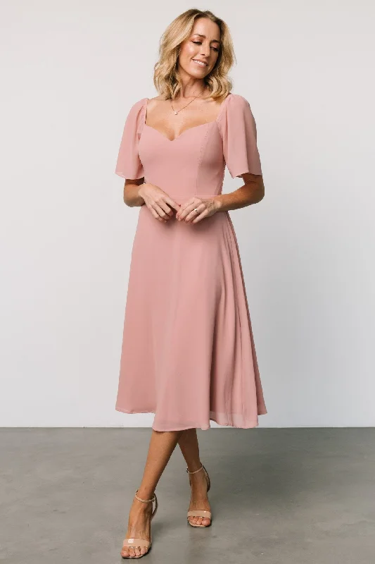 Colette Sweetheart Midi Dress | Blush Stylish Animal Print Midi Dress