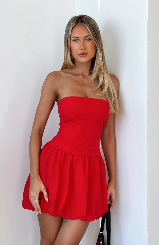 Diamond Dust Mini Dress Red Stylish Short Sleeve Mini Dress