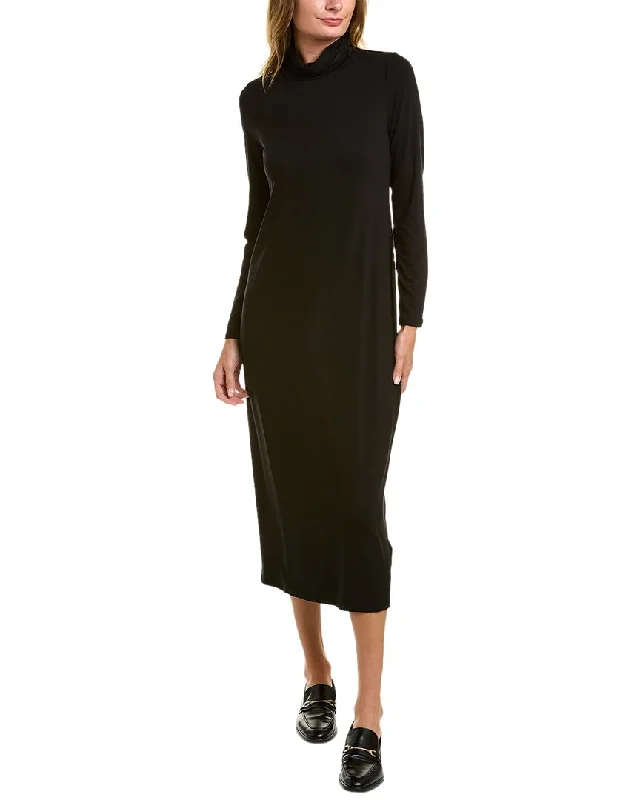 EILEEN FISHER Scrunched Turtleneck Midi Dress Fashionable Off-Shoulder Dress Midi