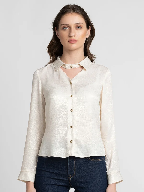 Elani Shirt Chic V-Neck Short Blouse