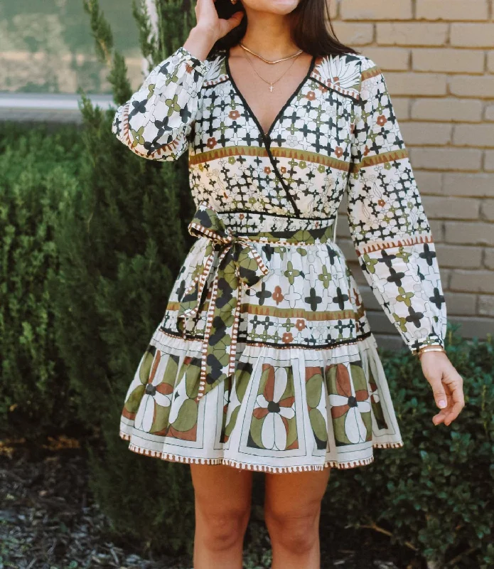 Emory Mini Dress in Art Deco Cozy Sweater Mini Dress