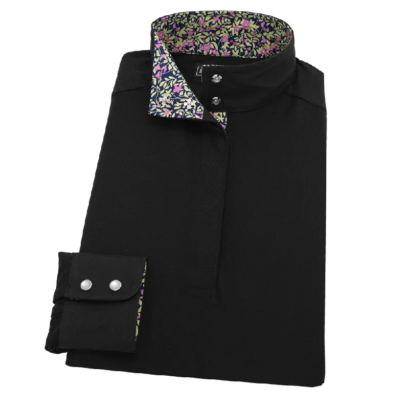 Essex Classics Ladies Magenta Flower “Dusk” Black Jumper Performance Show Shirt Cozy Summer Short Shirt