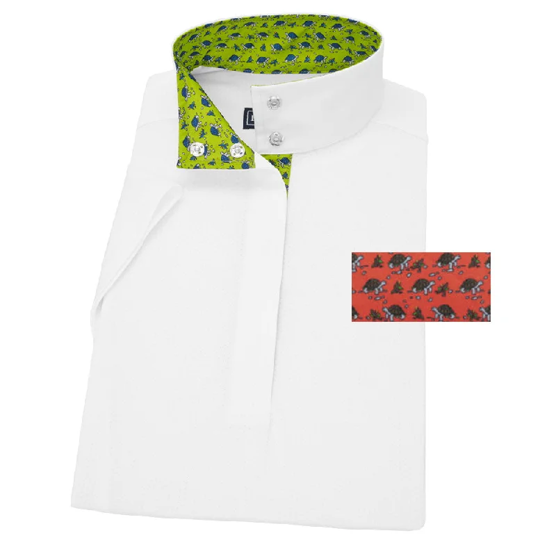 Essex Classics Ladies Tortoise Talent Yarn Straight Collar Short Sleeve Show Shirt Stylish Printed Short Shirt