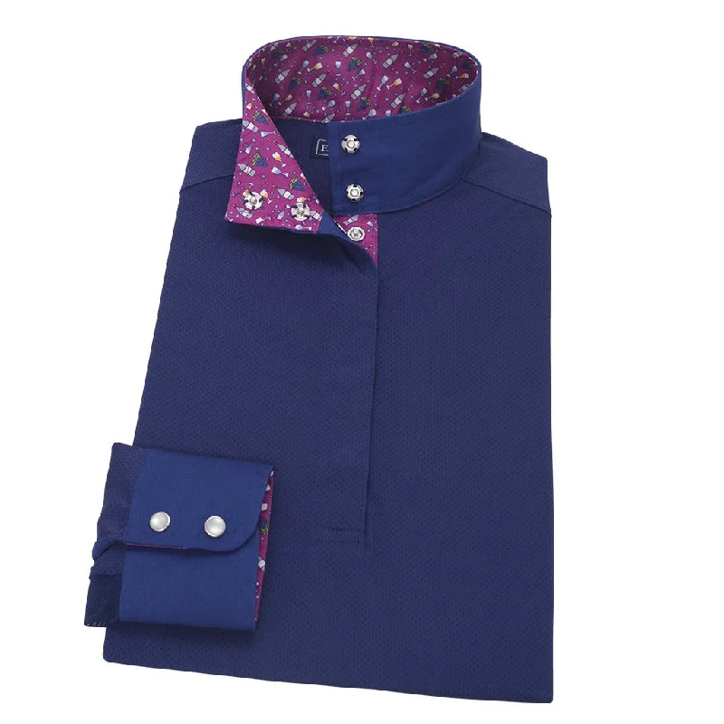 Essex Classics Ladies Wine Time “Dusk” Navy Jumper Performance Show Shirt Cozy Printed Short Shirt