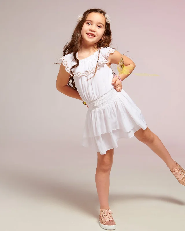 Girls Cynthia Ruffle Mini Dress Comfortable Linen Mini Dress