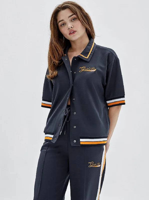 Guess Originals Navy Virsa Track Shirt Relaxed Fit Short Blouse