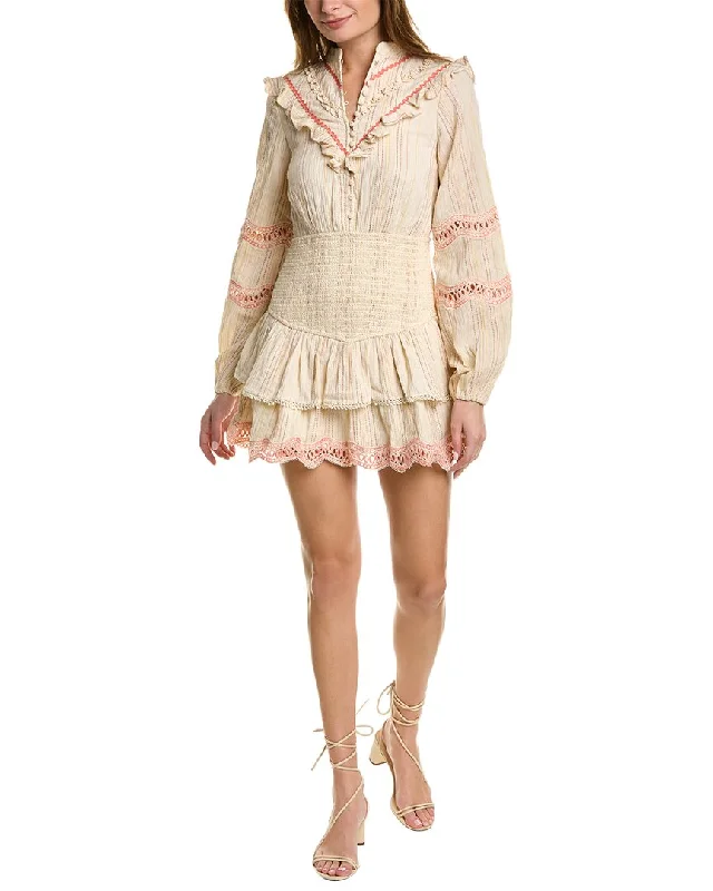 Hemant & Nandita Smocked Waist Mini Dress Trendy Tie-Dye Mini Dress