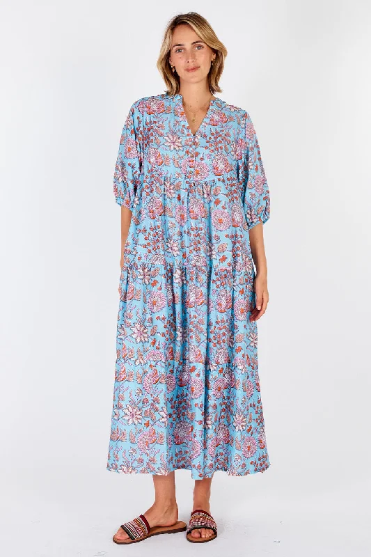 Ibisa - Cancun Midi Dress - Lagoon Stylish Button-Down Midi Dress