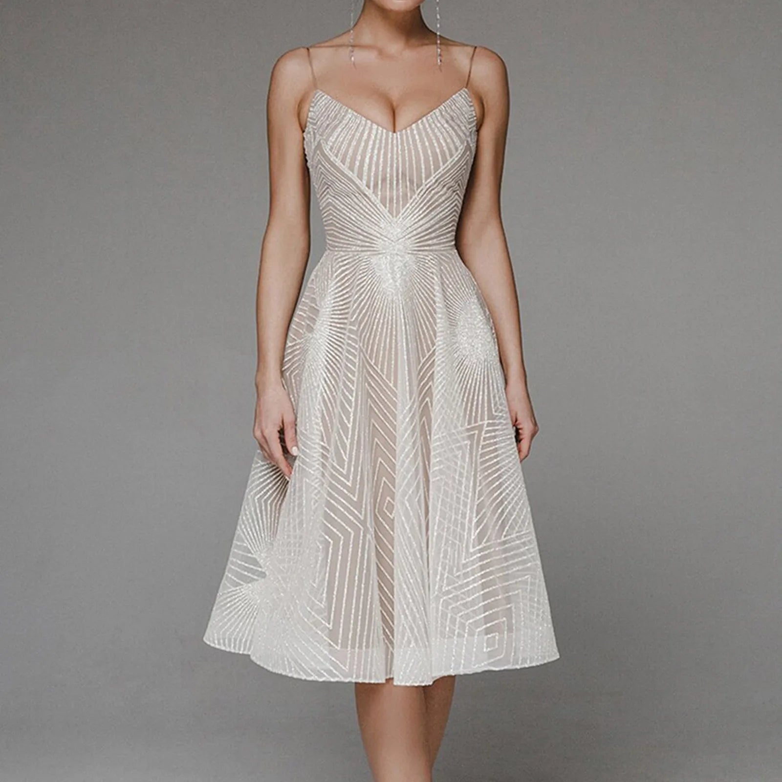 DressBetty - 2024 Luxurious Long Formal Party Elegant Evening Midi Dress Fashionable Shift Midi Dress