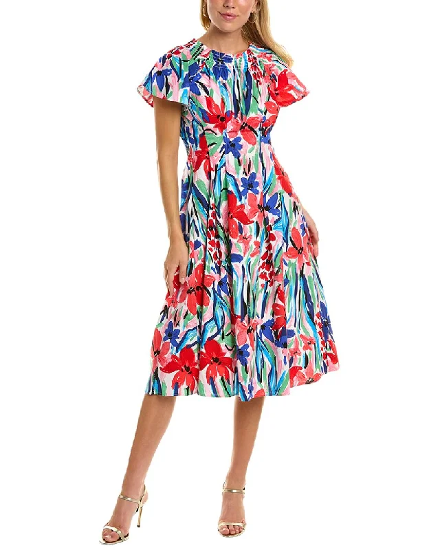 Maggy London Poplin Midi Dress Elegant Floral Midi Dress