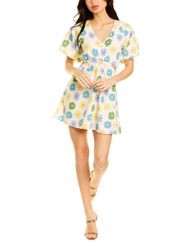 Moonsea Cutout Mini Dress Elegant Floral-Print Mini Dress