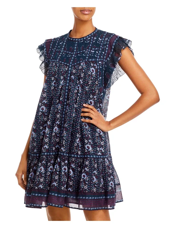 Nadine Womens Printed Shutter Pleat Mini Dress Stylish Summer Mini Dress