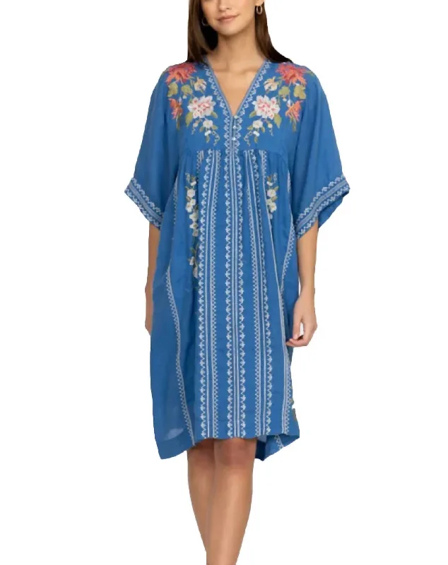 Nalina Kimono Midi Dress In Blue Multi Cozy Tie-Dye Midi Dress