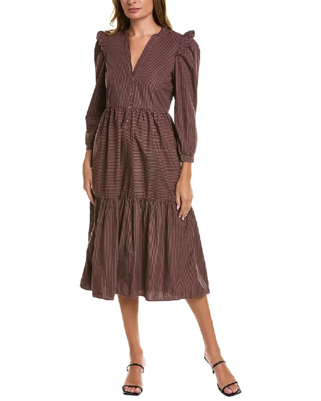 Nation LTD Dalia Victorian Midi Dress Stylish Button-Down Midi Dress