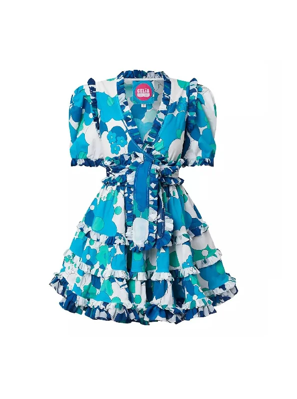 Obsidiana Mini Dress in Blue Trendy Cut-Out Mini Dress