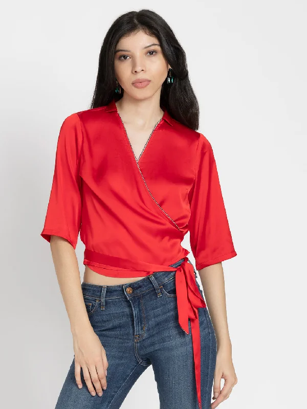 Passione Wrap Shirt Fashionable Rounded Short Shirt