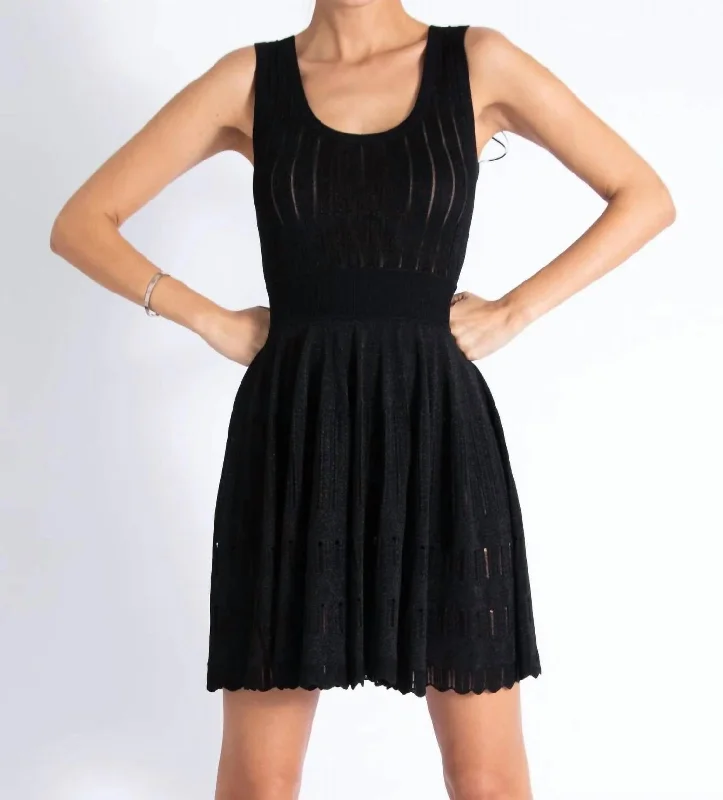 Phoebe Knit Mini Dress In Black Trendy Off-Shoulder Dress Mini