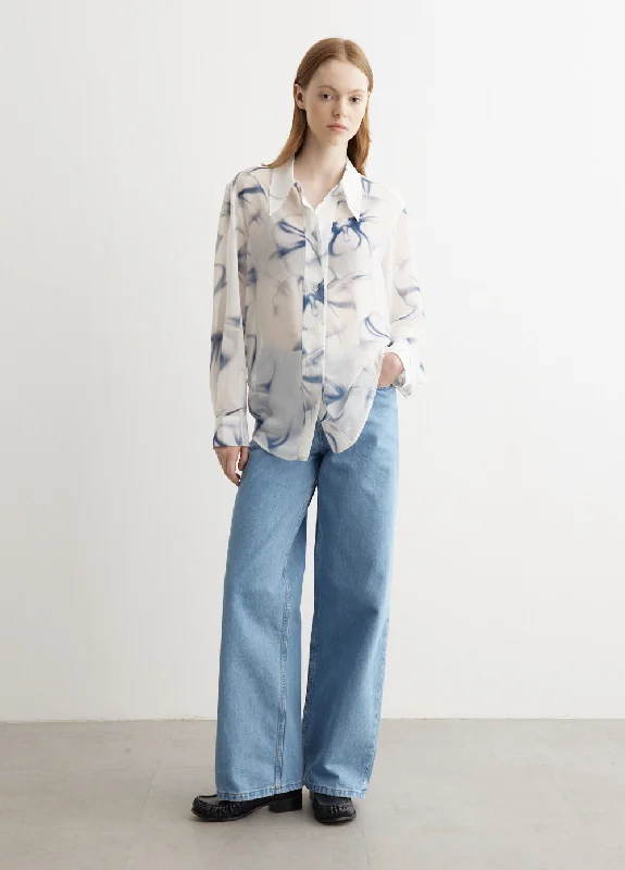 Print Shirt Stylish Striped Short Sleeve