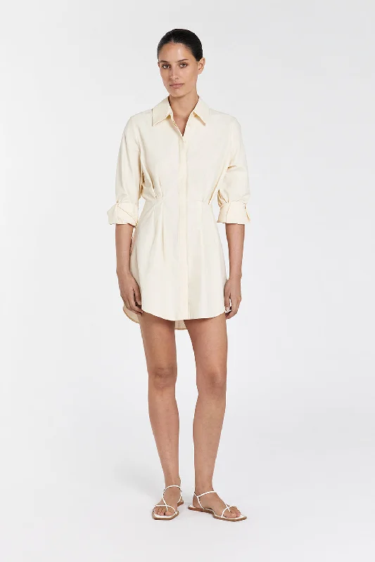 RACHEL BUTTER SHIRT MINI DRESS Trendy A-Line Mini Dress