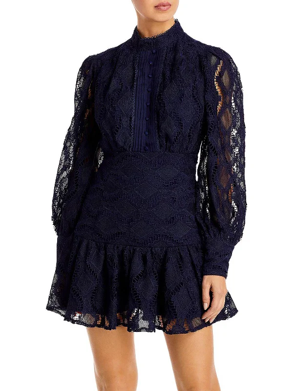 Remy Womens Lace Short Mini Dress Elegant Off-Shoulder Dress Mini