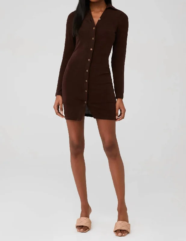 Ring My Bell Mini Dress In Chocolate Brown Comfortable Wrap Mini Dress