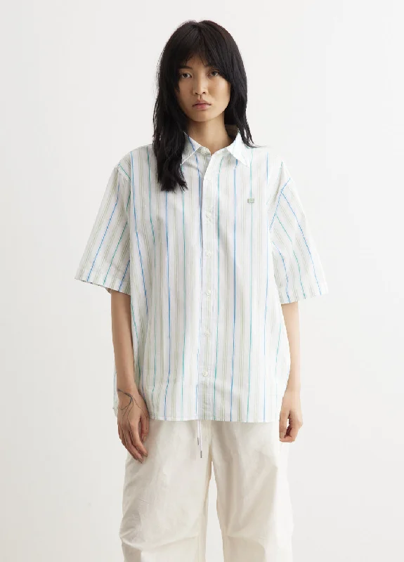 Sarlie Short Sleeve Stripe Shirt Comfortable Knit Short Shirt