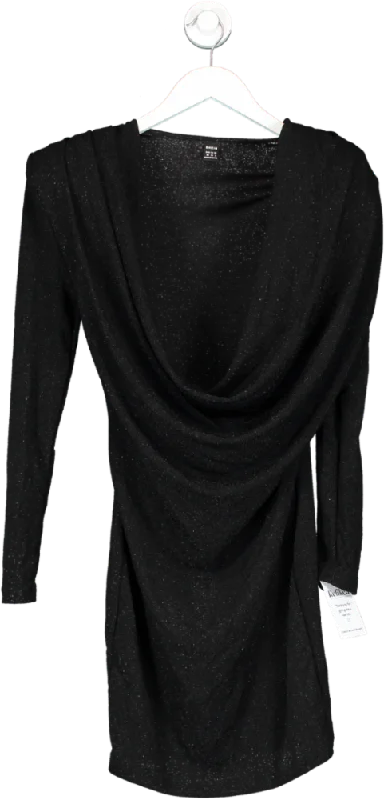 SHEIN Black Cowl Neck Mini Dress UK XS Elegant Velvet Mini Dress