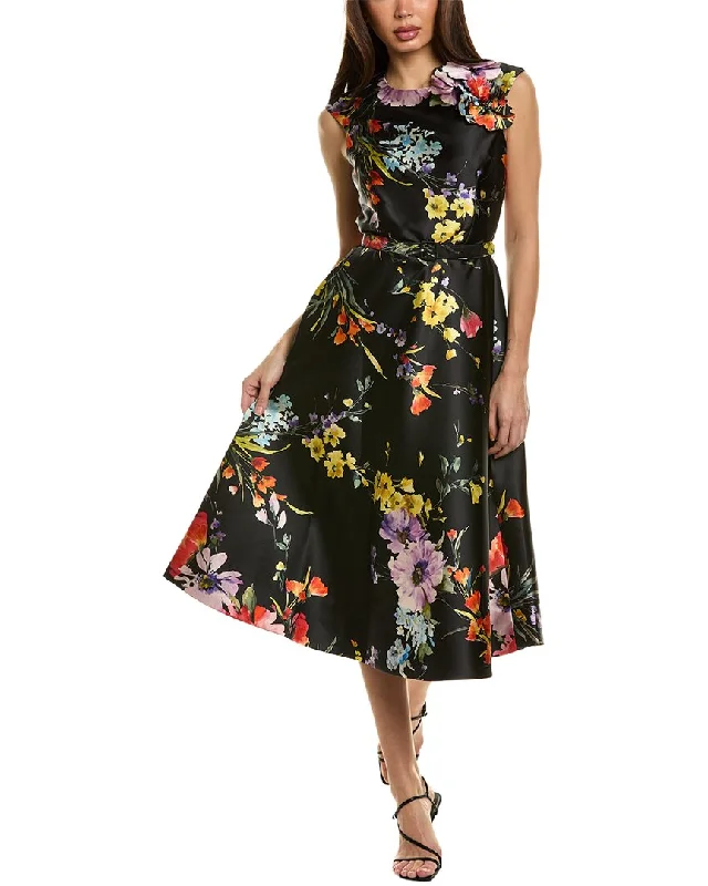 Teri Jon by Rickie Freeman Floral Midi Dress Elegant Floral Skirt Midi Dress