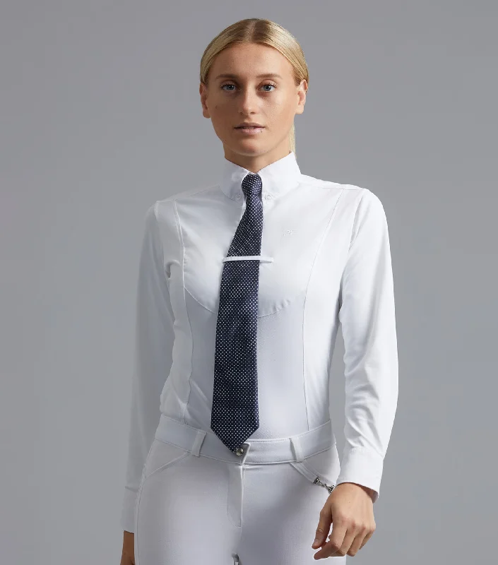 Tessa Ladies Long Sleeve Tie Shirt White Stylish Casual Short Tee