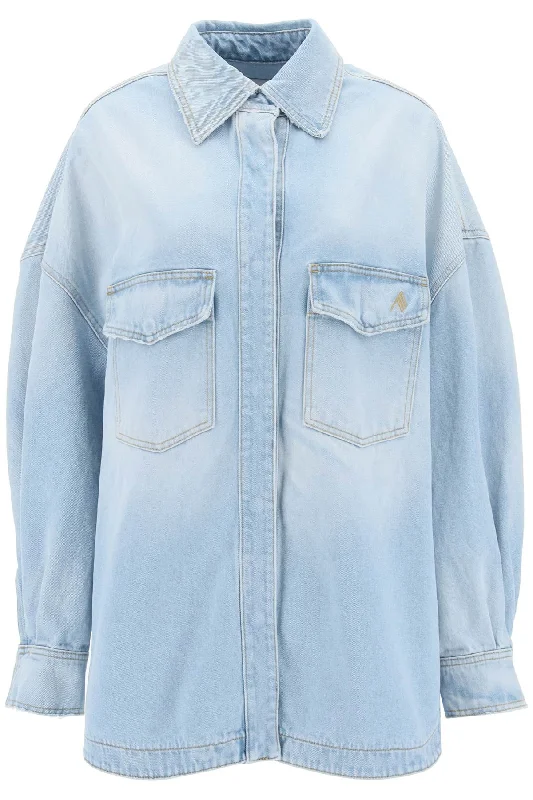 The attico oversized denim overshirt 236WCB10D057 SKY BLUE Comfortable Summer Short Shirt