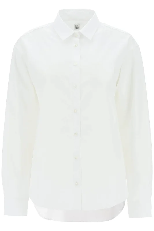 Toteme logo-embroidered cotton shirt 223 708 710 WHITE Comfortable Fit Short Shirt