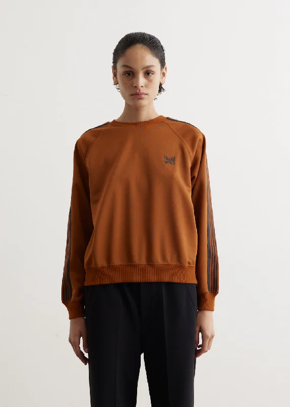 Track Crewneck Shirt Relaxed Cotton Short Blouse