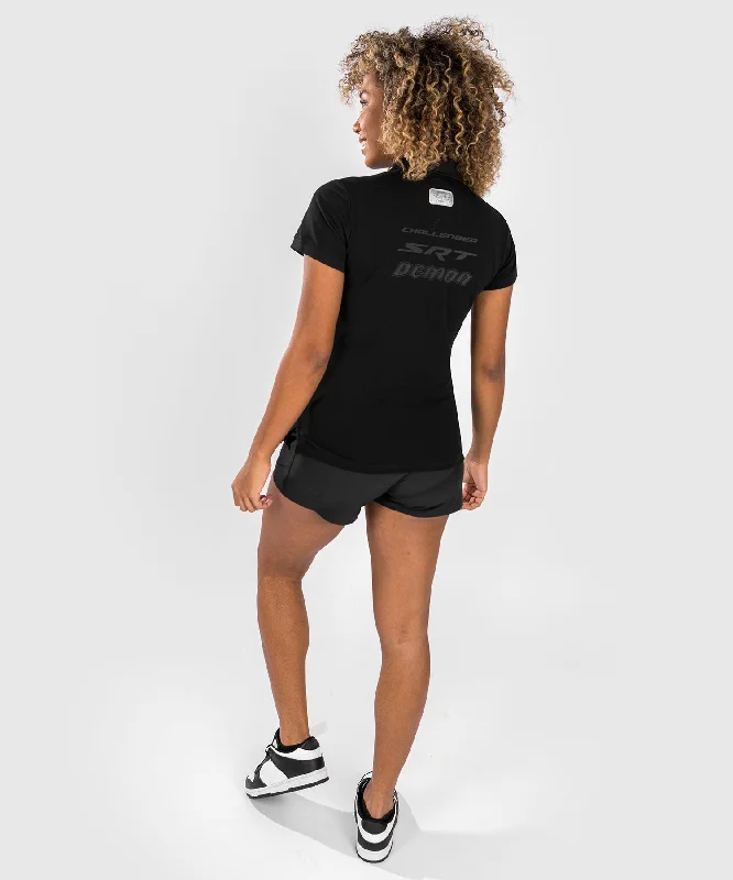 Venum x Dodge Demon 170 Women's Polo Shirt - Black Comfortable Ribbed Short Sleeve