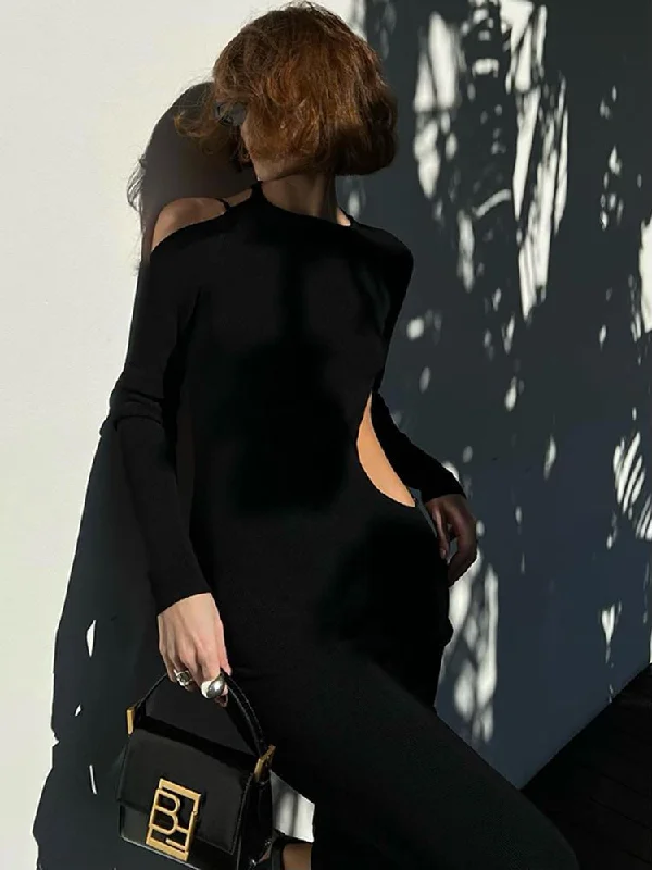 DressBetty - Women Clothes Club Elegant Gown Hot Midi Dresses Vestido Fashion Outfits Fashionable Sheer Sleeve Midi Dress