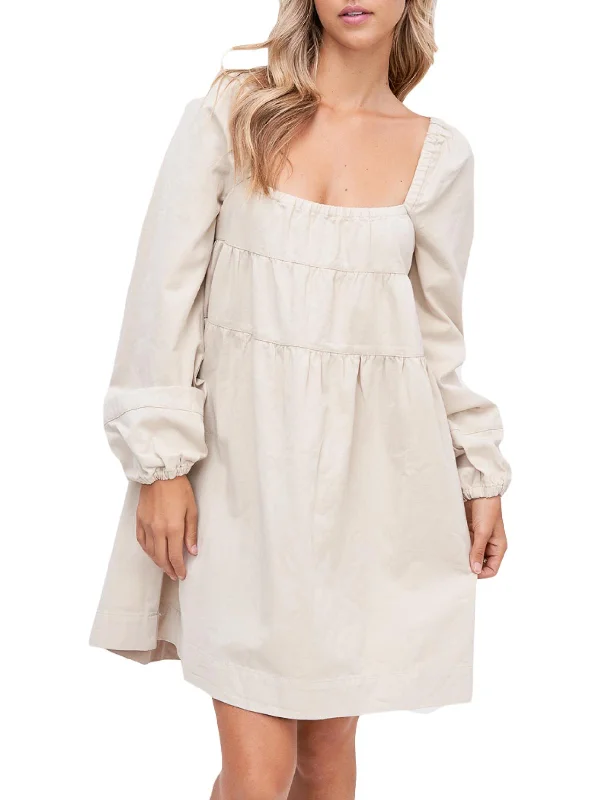 Womens Cotton Short Mini Dress Chic Bohemian Mini Dress